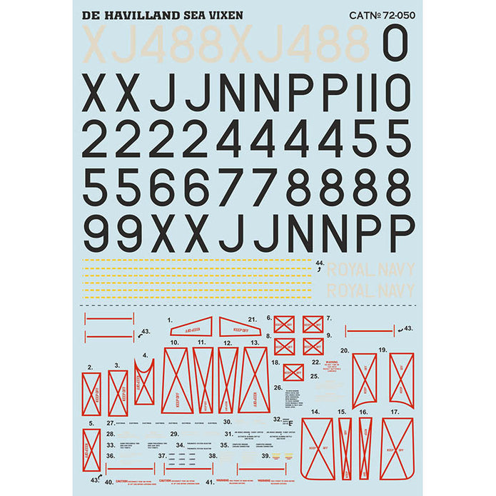 Print Scale 72-050 Decal De Havilland Sea Vixen The complete set 2 leaf Scale 1:72 for Aircraft Plastic model kit