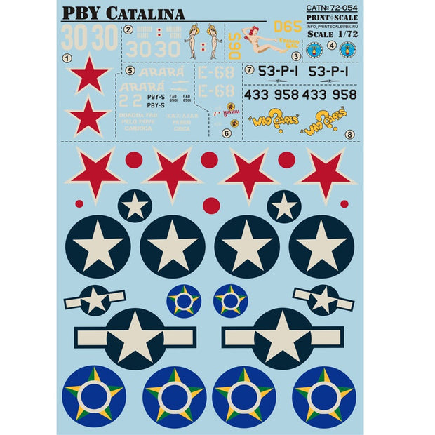 Print Scale 72-054 Decal PBY Catalina The complete set 2 leaf Scale 1:72 for Aircraft Plastic model kit