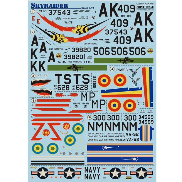 Print Scale 72-055 Decal Skyraider Scale 1:72 for Aircraft Plastic model kit