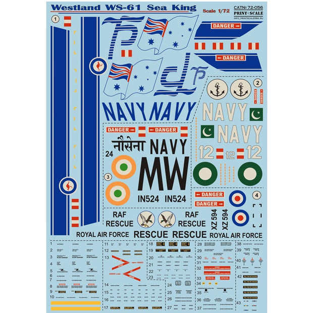 Print Scale 72-056 Decal Westland WS-61 Sea King Scale 1:72 for Helicopter Plastic model kit