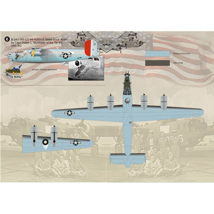 Print Scale 72-060 Decal B-24 Liberator Part 1 Scale 1:72 for Aircraft Plastic model kit