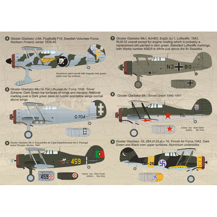 Print Scale 72-063 Decal Gloster Gladiator Part 2 Scale 1:72 for Aircraft Plastic model kit