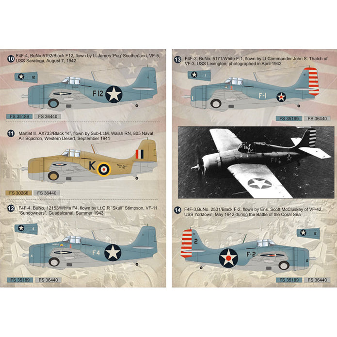 Print Scale 72-066 Decal Wildcat and Martlet Aces Scale 1:72 for Aircraft Plastic model kit