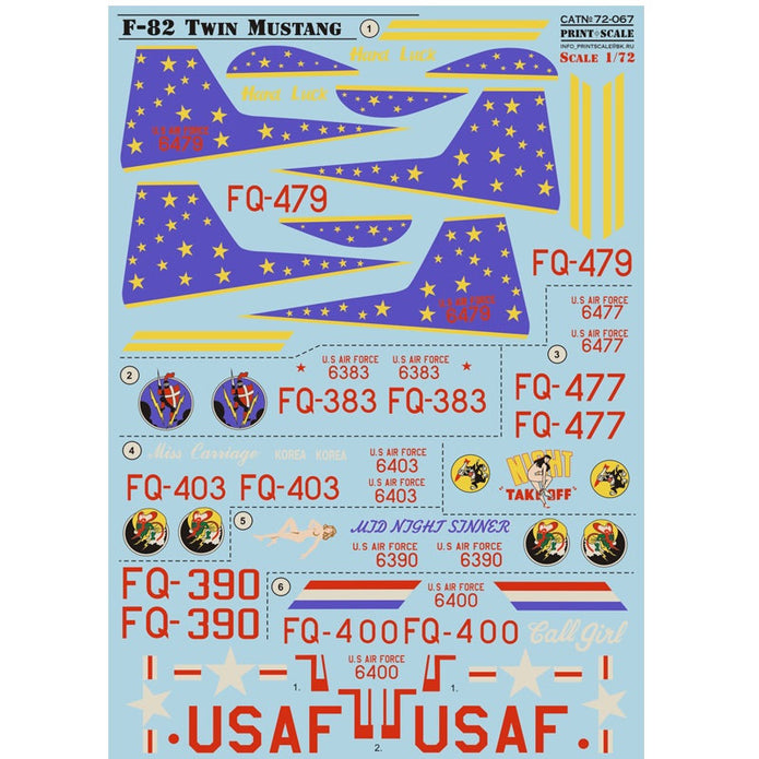 Print Scale 72-067 Decal F-82 Twin Mustang Scale 1:72 for Aircraft Plastic model kit