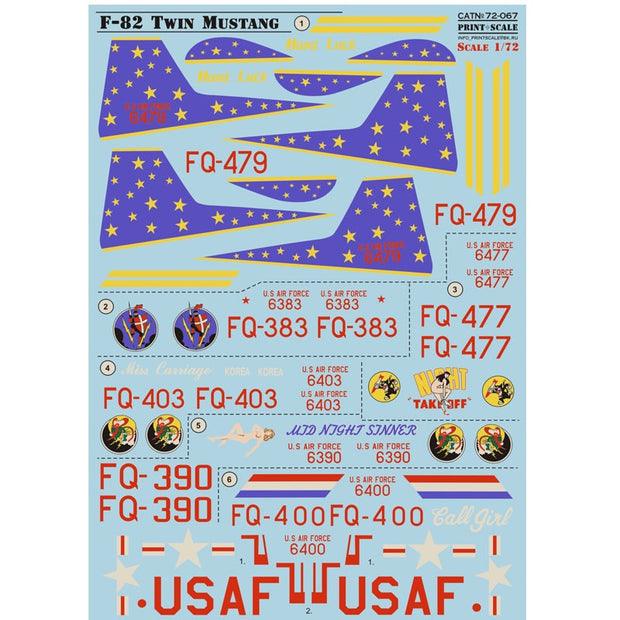 Print Scale 72-067 Decal F-82 Twin Mustang Scale 1:72 for Aircraft Plastic model kit
