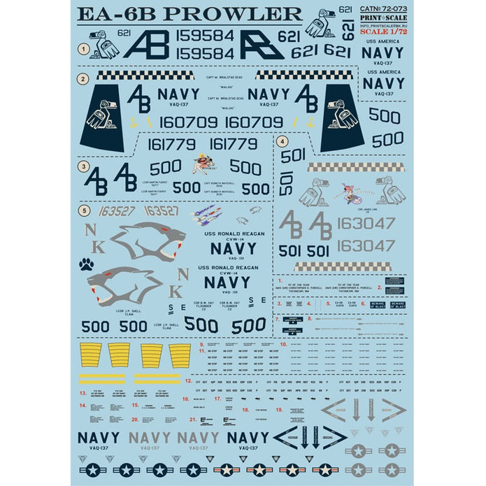Print Scale 72-073 Decal EA-6B Prowler Scale 1:72 for Aircraft Plastic model kit