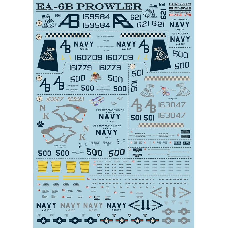 Print Scale 72-073 Decal EA-6B Prowler Scale 1:72 for Aircraft Plastic model kit