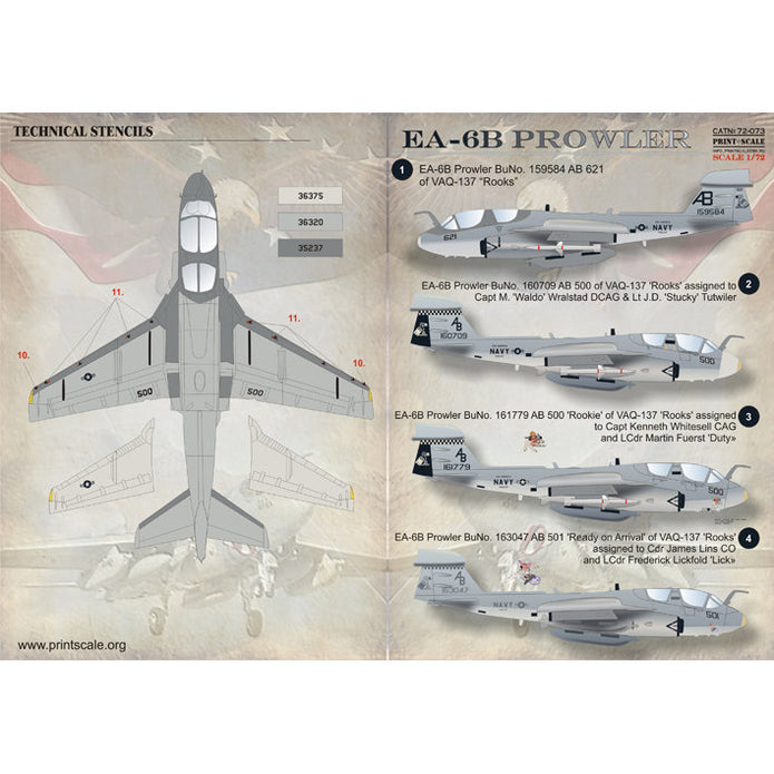 Print Scale 72-073 Decal EA-6B Prowler Scale 1:72 for Aircraft Plastic model kit
