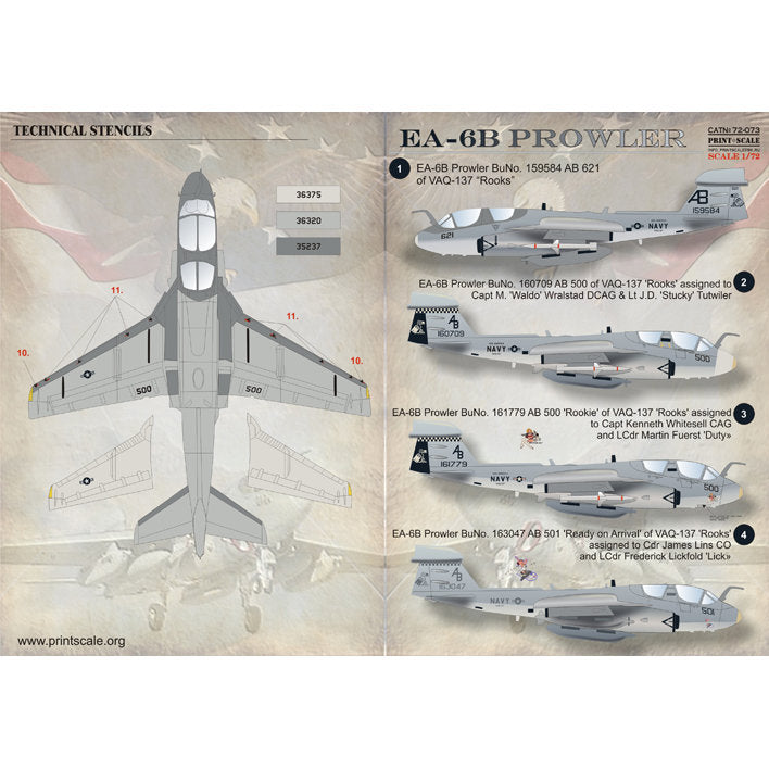 Print Scale 72-073 Decal EA-6B Prowler Scale 1:72 for Aircraft Plastic model kit