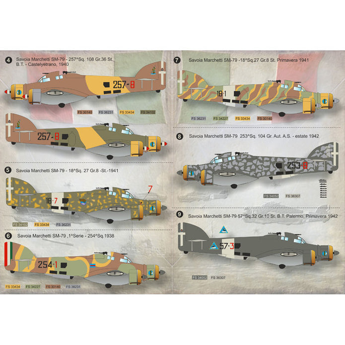 Print Scale 72-074 Decal Savoia-Marchetti SM-79 "Sparviero" Scale 1:72 for Aircraft Plastic model kit