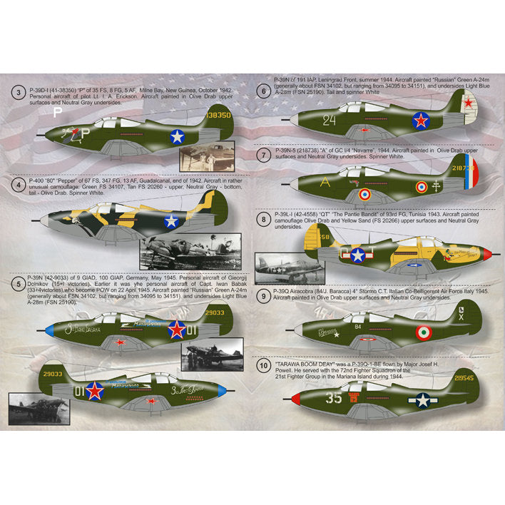Print Scale 72-077 Decal Р-39 Airacobra Scale 1:72 for Aircraft Plastic model kit