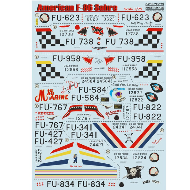 Print Scale 72-079 Decal F-86E Sabre The complete set 2 leaf Scale 1:72 for Aircraft Plastic model kit