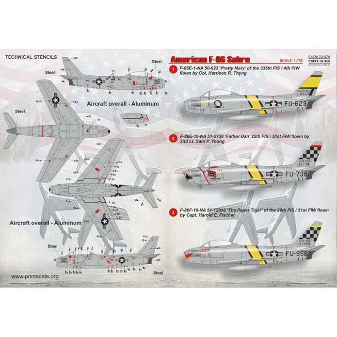 Print Scale 72-079 Decal F-86E Sabre The complete set 2 leaf Scale 1:72 for Aircraft Plastic model kit