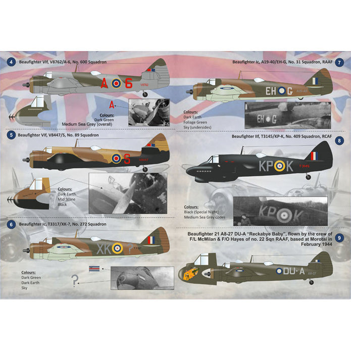 Print Scale 72-082 Decal Bristol Beaufighter Part 1 Scale 1:72 for Aircraft Plastic model kit