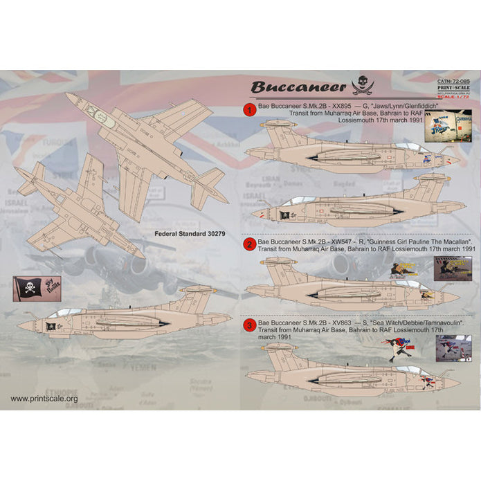 Print Scale 72-085 Decal Blackburn Buccaneer The complete set 1.5 leaf Scale 1:72 for Aircraft Plastic model kit
