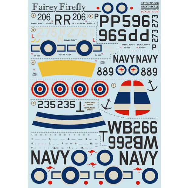 Print Scale 72-086 Decal Feriey Firefly Scale 1:72 for Aircraft Plastic model kit
