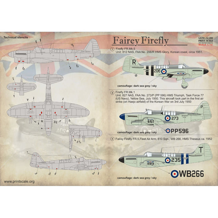 Print Scale 72-086 Decal Feriey Firefly Scale 1:72 for Aircraft Plastic model kit