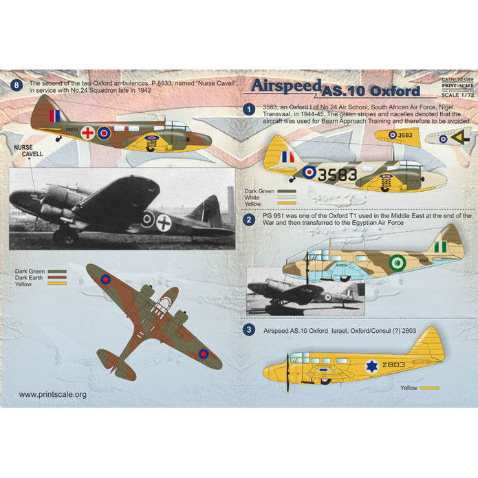 Print Scale 72-089 Decal Airspeed AS.10 Oxford Scale 1:72 for Aircraft Plastic model kit