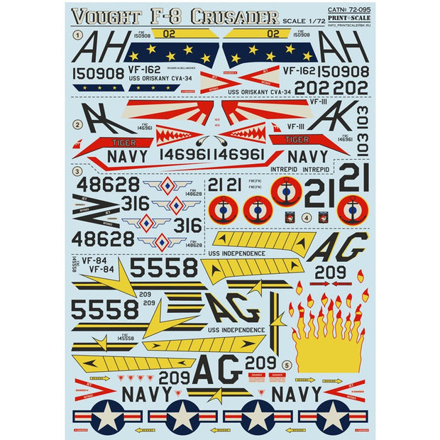 Print Scale 72-095 Decal Vought F-8 Crusader Scale 1:72 for Aircraft Plastic model kit