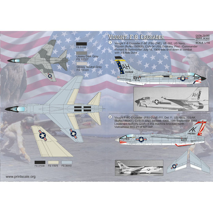 Print Scale 72-095 Decal Vought F-8 Crusader Scale 1:72 for Aircraft Plastic model kit