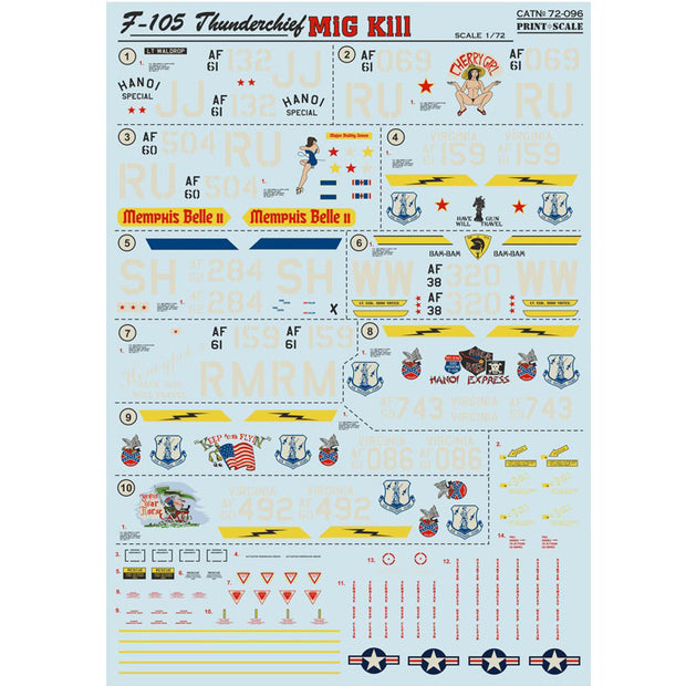 Print Scale 72-096 Decal F-105 Thunderchief Scale 1:72 for Aircraft Plastic model kit