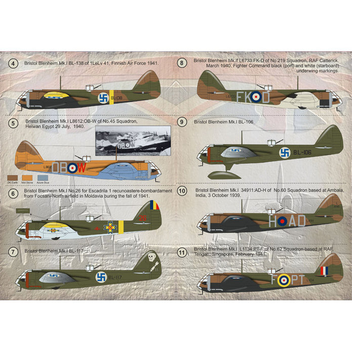 Print Scale 72-100 Decal Bristol Blenheim The complete set 2 leaf Scale 1:72 for Aircraft Plastic model kit
