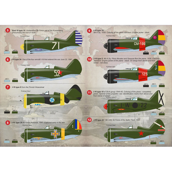 Print Scale 72-101 Decal Polikarpov I-16 Scale 1:72 for Aircraft Plastic model kit