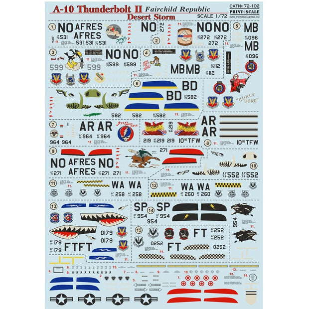 Print Scale 72-102 Decal A-10 Thunderbolt II Scale 1:72 for Aircraft Plastic model kit