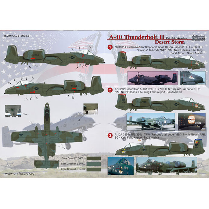 Print Scale 72-102 Decal A-10 Thunderbolt II Scale 1:72 for Aircraft Plastic model kit