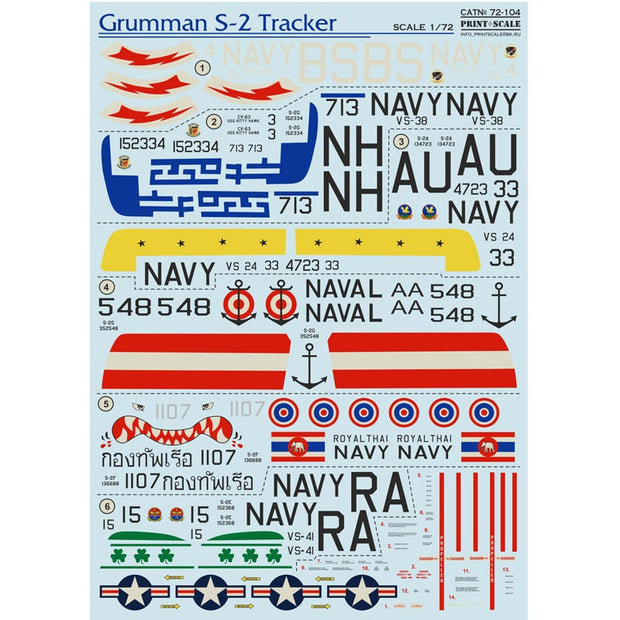 Print Scale 72-104 Decal Grumman S-2 Tracker Scale 1:72 for Aircraft Plastic model kit