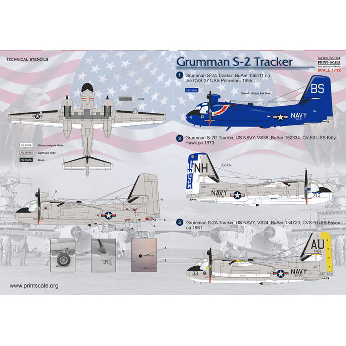 Print Scale 72-104 Decal Grumman S-2 Tracker Scale 1:72 for Aircraft Plastic model kit