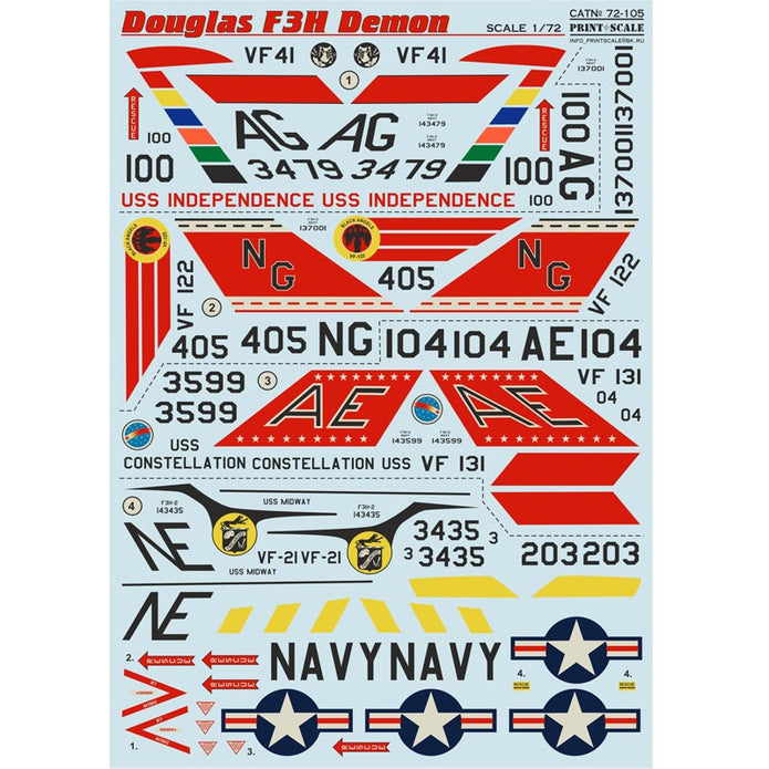 Print Scale 72-105 Decal McDonnell F-3 Demon F3H Demon Scale 1:72 for Aircraft Plastic model kit