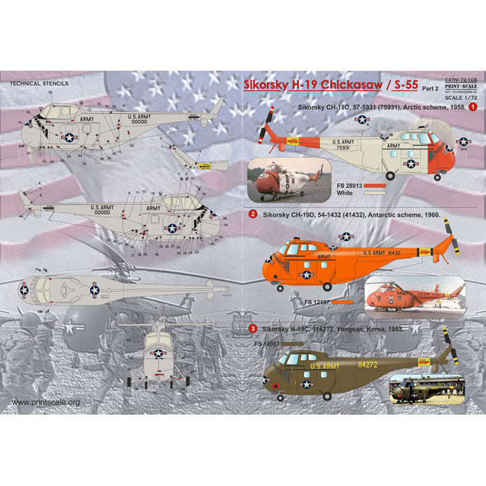 Print Scale 72-108 Decal Sikorsky H-19 Part 2 Scale 1:72 for Helicopter Plastic model kit