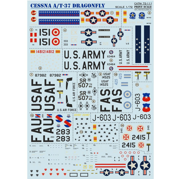 Print Scale 72-111 Decal Cessna A-37 Dragonfly Scale 1:72 for Aircraft Plastic model kit