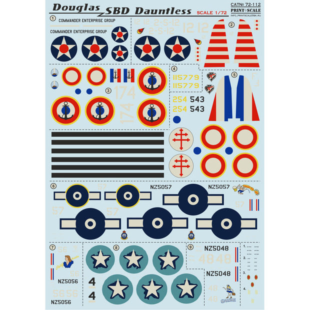 Print Scale 72-112 Decal Douglas SBD Dauntless Scale 1:72 for Aircraft Plastic model kit