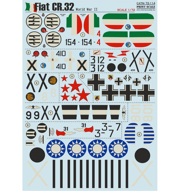 Print Scale 72-114 Decal Fiat CR.32 Scale 1:72 for Aircraft Plastic model kit