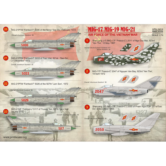 Print Scale 72-116 Decal 1:72 North Vietnamese MIGs (Mig 17 Mig 19 Mig 21) of the Vietnam War