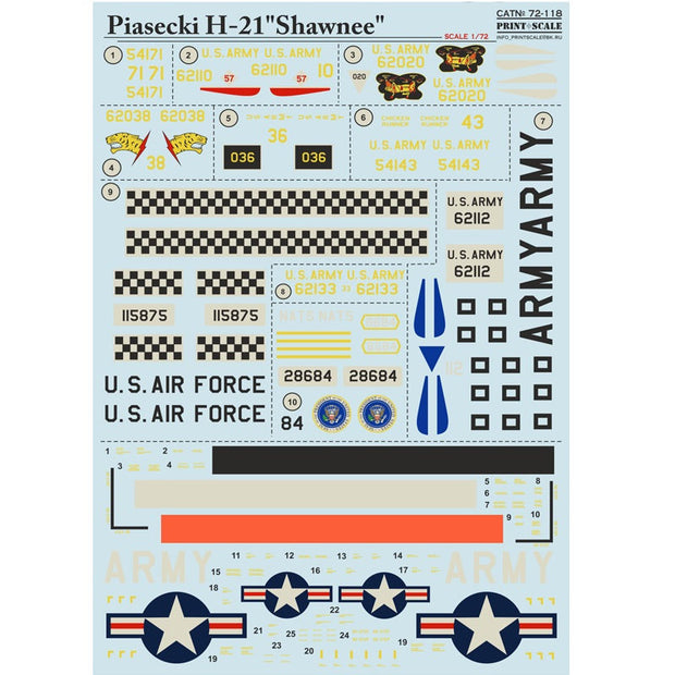 Print Scale 72-118 Decal Piasecki H-21 Shawnee Scale 1:72 for Helicopter Plastic model kit