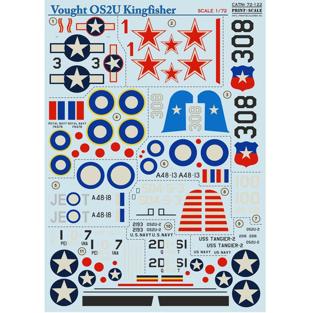 Print Scale 72-122 Decal Vought OS2U Kingfisher Scale 1:72 for Aircraft Plastic model kit