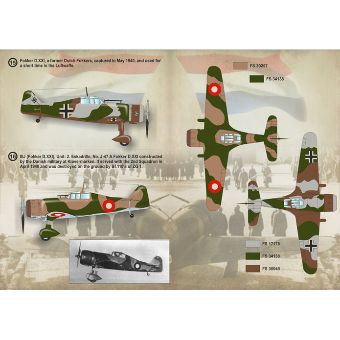 Print Scale 72-123 Decal Fokker D.XXI Scale 1:72 for Aircraft Plastic model kit