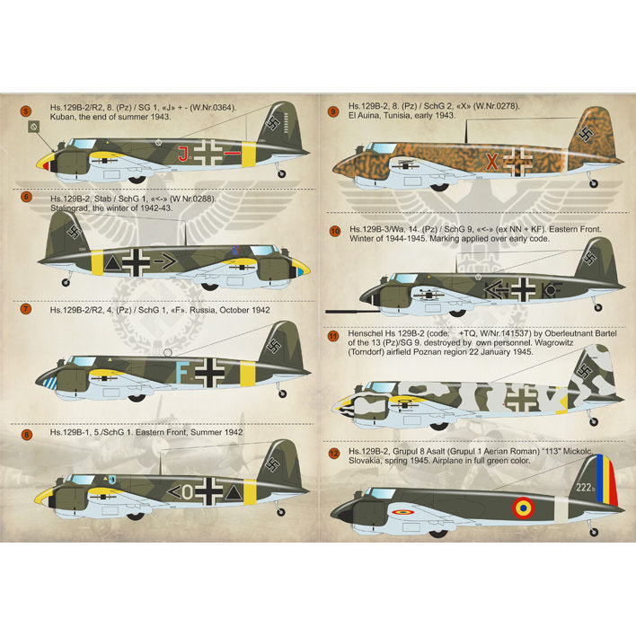 Print Scale 72-124 Decal Henschel Hs 129 Scale 1:72 for Aircraft Plastic model kit