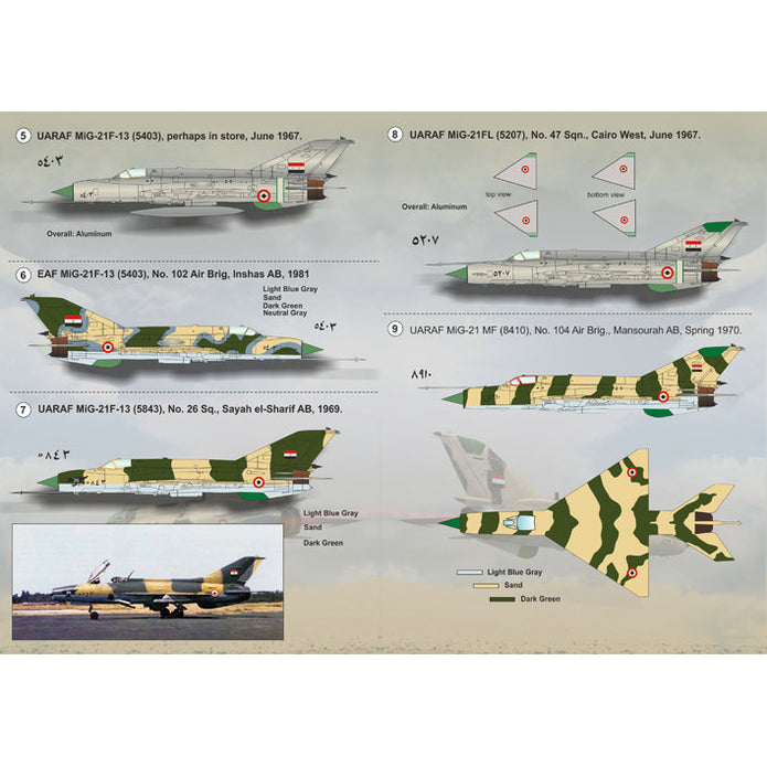 Print Scale 72-126 Decal MiG-19s and MiG-21s of the Arab Air Force Scale 1:72 for Aircraft Plastic model kit