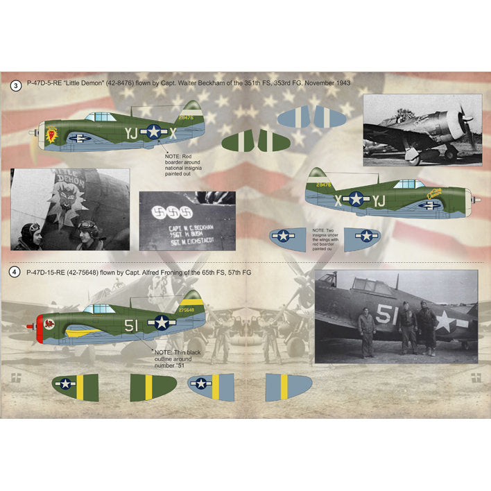 Print Scale 72-128 Decal 1:72 P-47D Thunderbolt Razorback Aces over Europe Part 1