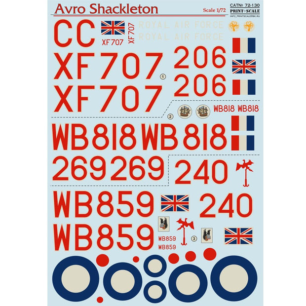 Print Scale 72-130 Decal Avro Shackleton The complete set 1.5 leaf Scale 1:72 for Aircraft Plastic model kit