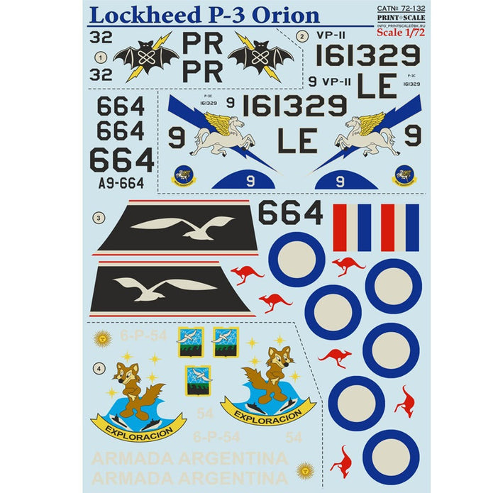 Print Scale 72-132 Decal Lockheed P-3 Orion The complete set 2 leaf Scale 1:72 for Aircraft Plastic model kit