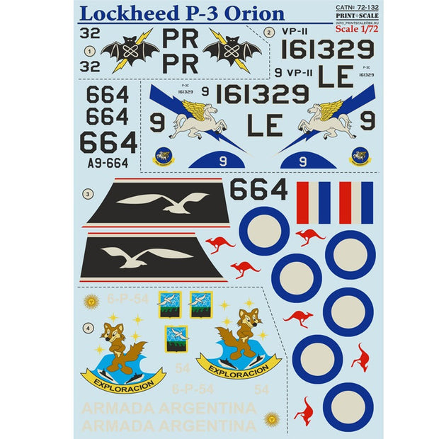 Print Scale 72-132 Decal Lockheed P-3 Orion The complete set 2 leaf Scale 1:72 for Aircraft Plastic model kit