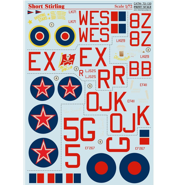 Print Scale 72-133 Decal Short Stirling Scale 1:72 for Aircraft Plastic model kit