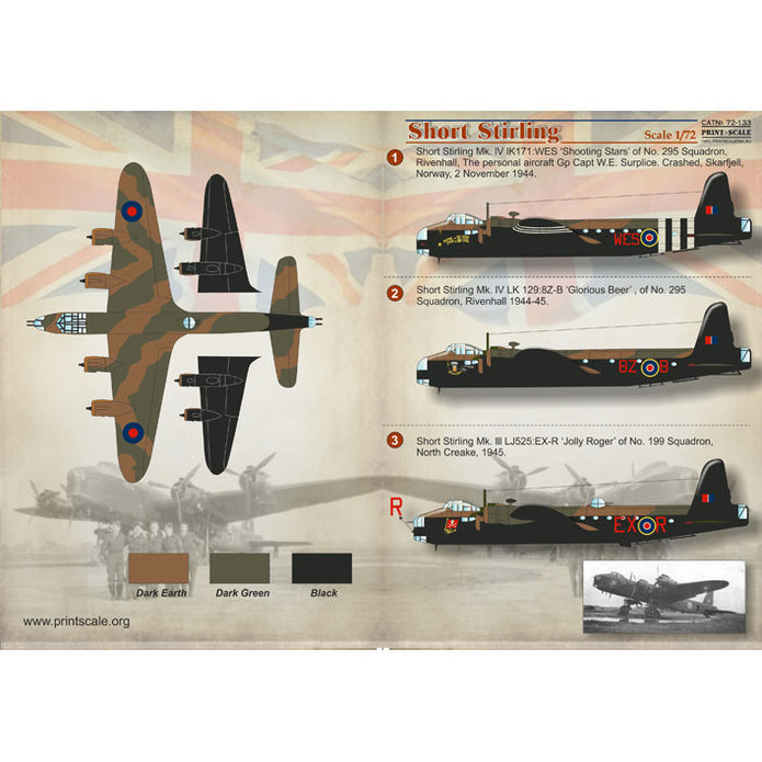 Print Scale 72-133 Decal Short Stirling Scale 1:72 for Aircraft Plastic model kit