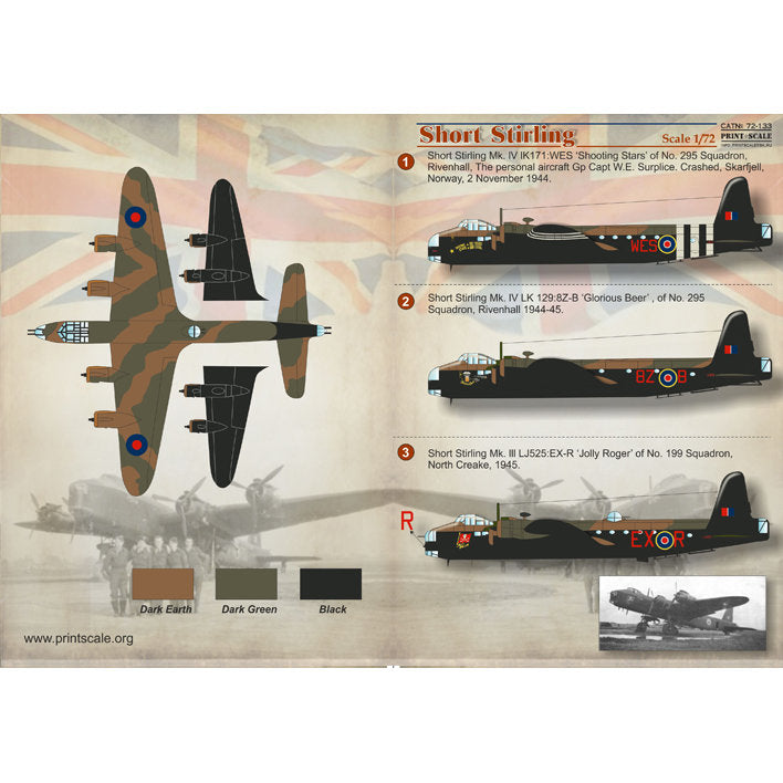 Print Scale 72-133 Decal Short Stirling Scale 1:72 for Aircraft Plastic model kit