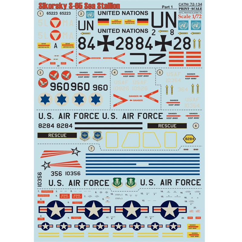 Print Scale 72-134 Decal Sikorsky S-65 Sea Stallion Part 1 Scale 1:72 for Helicopter Plastic model kit